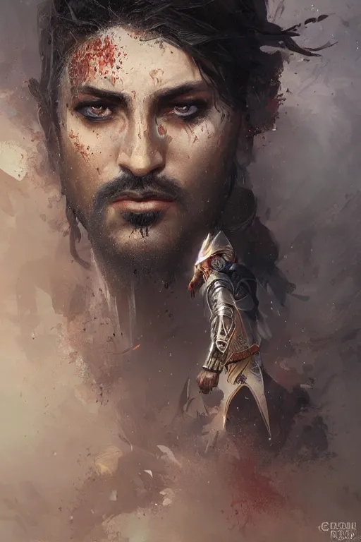 Image similar to prince of persia warrior within face portrait by greg rutkowski
