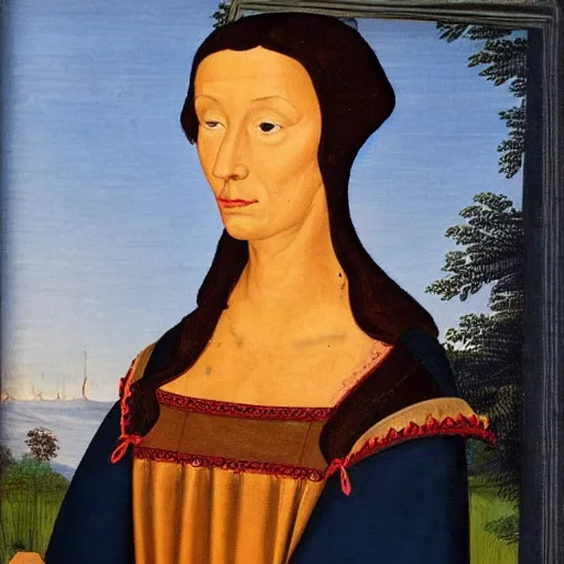 Prompt: portrait of a beautiful medieval noble woman with dark red hair, high cheekbones and fair skin