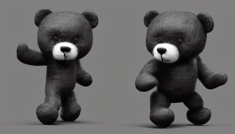 Image similar to ninja black teddy bear fluffy toy made of wool volumetric light, photo shoot, hyperdetailed, artstation, cgsociety, by denis villenueve 8 k