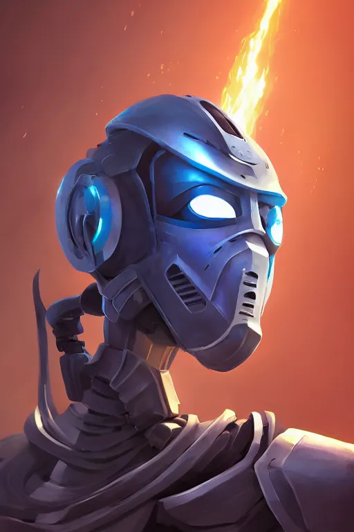 Image similar to epic mask helmet robot ninja portrait stylized as fornite style game design fanart by concept artist gervasio canda, behance hd by jesper ejsing, by rhads, makoto shinkai and lois van baarle, ilya kuvshinov, rossdraws global illumination radiating a glowing aura global illumination ray tracing hdr render in unreal engine 5