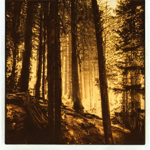 Prompt: gold rush in Oregon taken on a polaroid camera