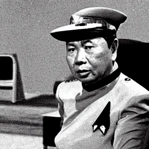 Prompt: A still of Pol Pot in Star Trek