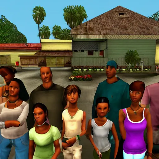 Prompt: very beautiful families gang map gta san andreas