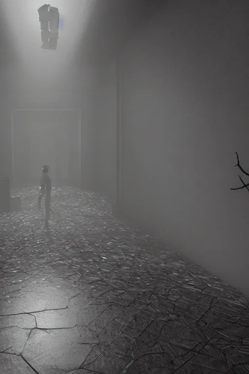 Prompt: a man tries to escape purgatory, horror art, unreal engine 5