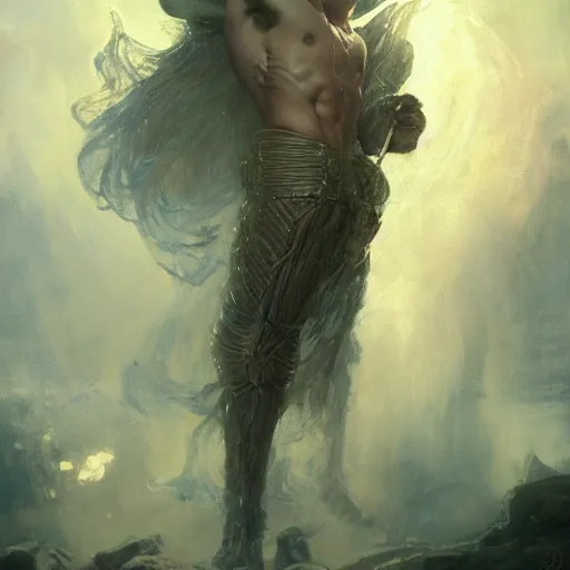 Prompt: handsome portrait of a young guy fitness posing, war hero, radiant light, caustics, translucent rainfall, berserk, by gaston bussiere, bayard wu, greg rutkowski, giger, maxim verehin