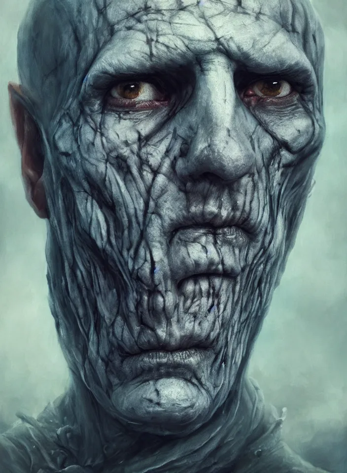 Prompt: a face portrait of a older man as an undead ghost from skyrim, fantasy setting, beautiful face, serene colors, soft lighting, atmospheric, cinematic, moody, in the style of diego koi, gina heyer, luiz escanuela, art by alyssa monk, hyperrealism, rule of thirds, golden ratio, oil on canvas, 8 k