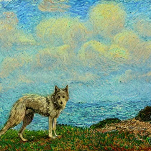 Prompt: retarded wolf, impressionism