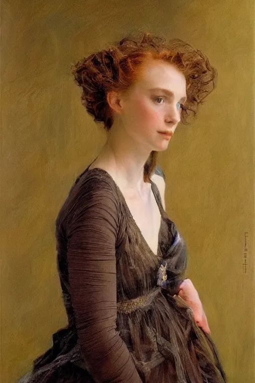 Image similar to portrait of a gorgeous graceful young irish prima ballerina, by donato giancola and berthold woltze.