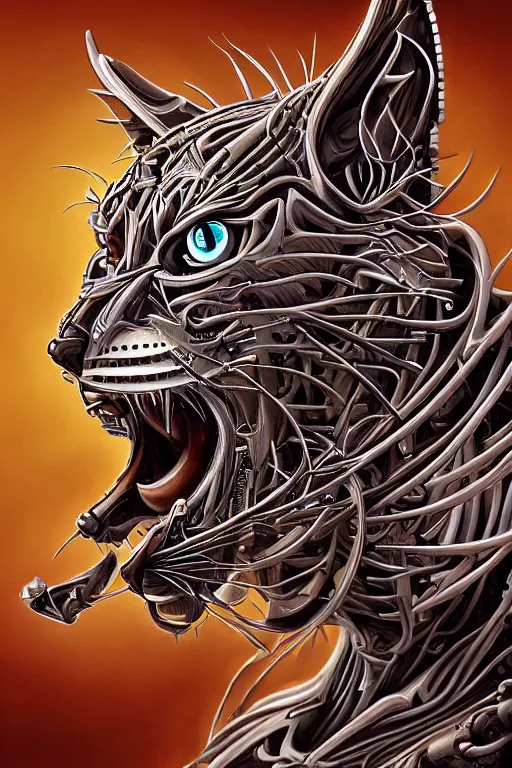 Image similar to detailed portrait artwork of a biomechanical lynx by subjekt zero