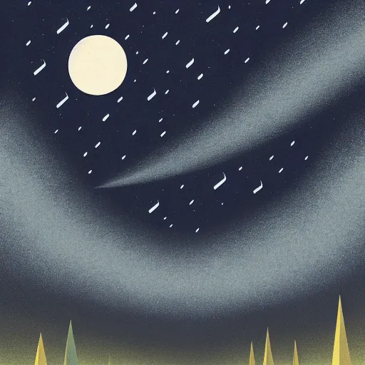 Image similar to ilya kuvshinov, mcbess, rutkowski, illustration of an amazing meteor shower