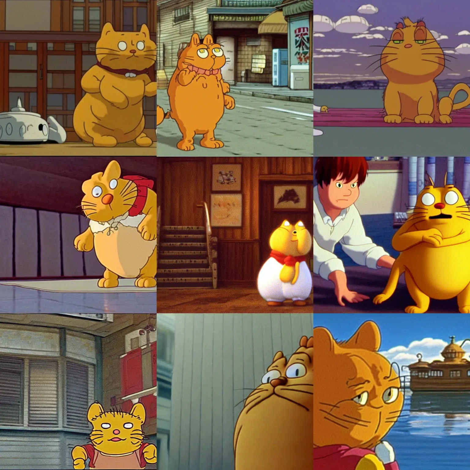 Prompt: garfield in spirited away ( 2 0 0 1 )