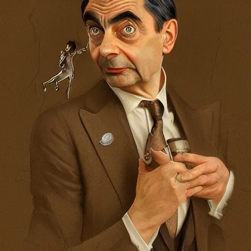 Prompt: amazing lifelike award winning pencil illustration of mr bean trending on art station artgerm Greg rutkowski alphonse mucha cinematic