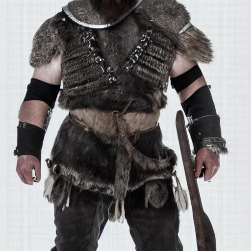 Image similar to viking in black body armour with white and black face painting, extremely detailed image from a film