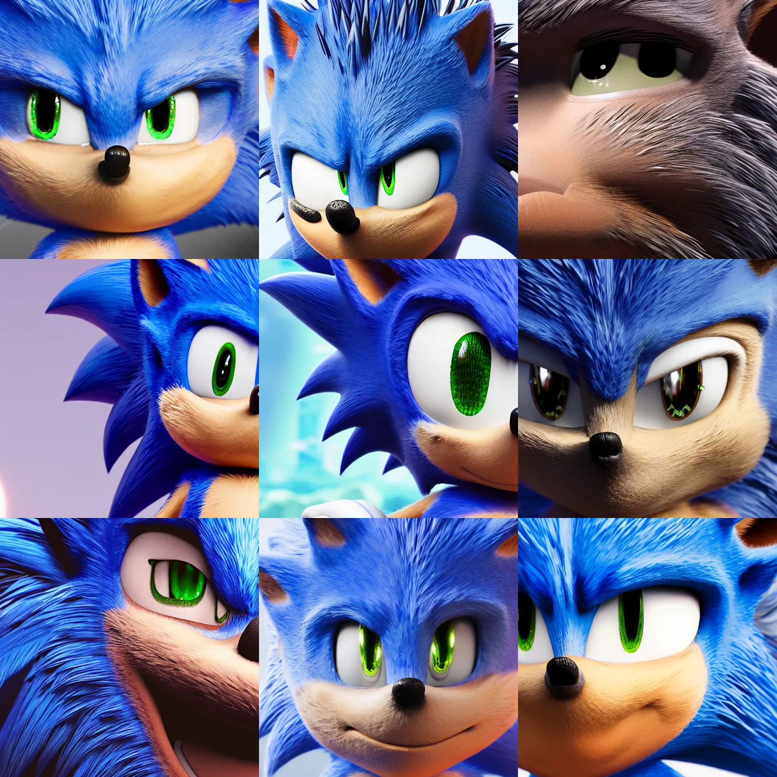 Image similar to a close up of sonic the hedgehog, concept art by senior character artist, cgsociety, photorealism, reimagined by industrial light and magic, rendered in unreal engine, official art