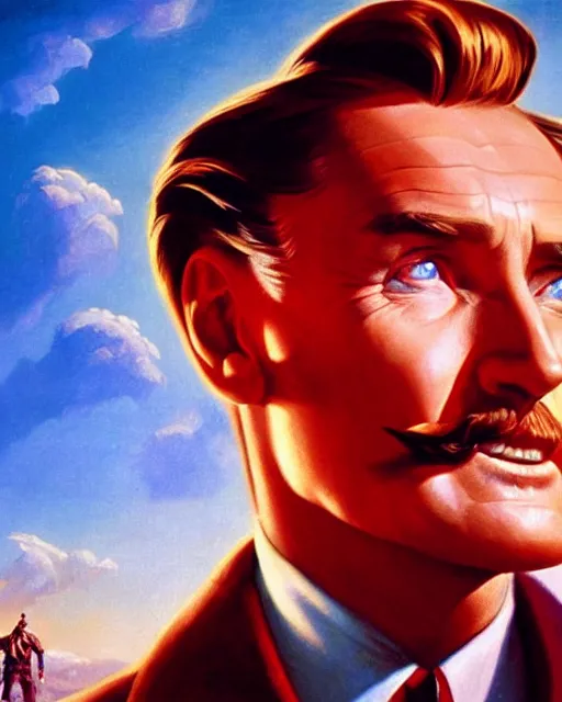 Prompt: Errol Flynn as a scientist. 1980s dystopian Soviet Russia, propaganda screens. Unreal engine, fantasy art by Rhads. Faithfully depicted facial expression, perfect anatomy global illumination, radiant light, detailed and intricate environment