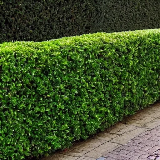 Prompt: a hedge shaped like george bush