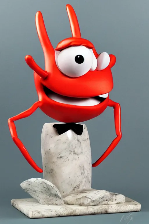 Image similar to mr eugene krabs the anthropomorphic krab from bikini bottom, marble sculpture