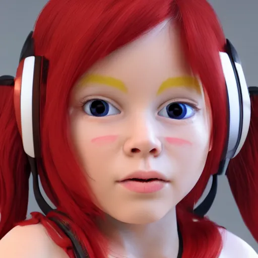 Image similar to callinator 2 0 0 0, red hair, 7 years old, 3 d unreal engine, cinematic lighting, 8 k, octane render, - i,