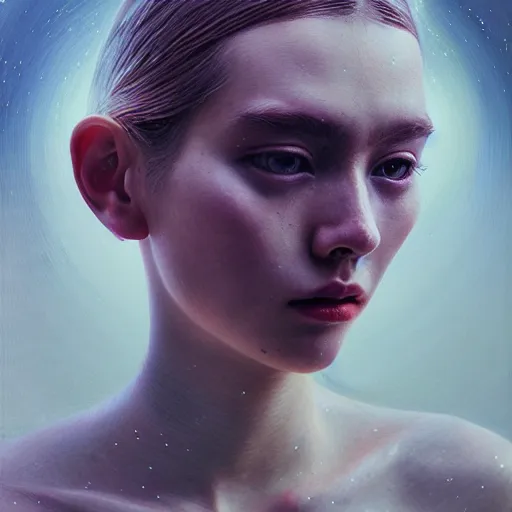 Image similar to 3 d, fashion models look into the frame, moon ryas, intricate oil painting, high detail, figurative art, multiple exposure, poster art, 3 d, by tooth wu and wlop and beeple