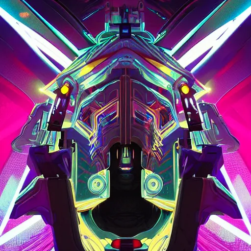 Prompt: symmetry! abstract futuristic robotic, psychedelic background, apex legends, epic lighting, illustration black outlining, ultra detailed, art by artgerm and greg rutkowski and alphonse mucha