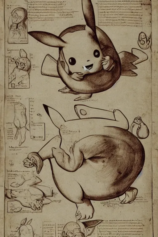 Image similar to 1 6 th century anatomy poster of pikachu, detailed, intricate, elegant, realistic,