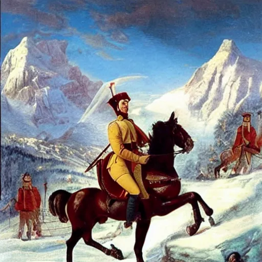Prompt: Napoleon Crossing the Alps