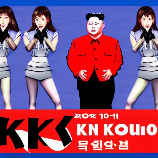 Image similar to kim jong un as k - pop idol dancing on the south korean k - pop stage, digital art, artstation