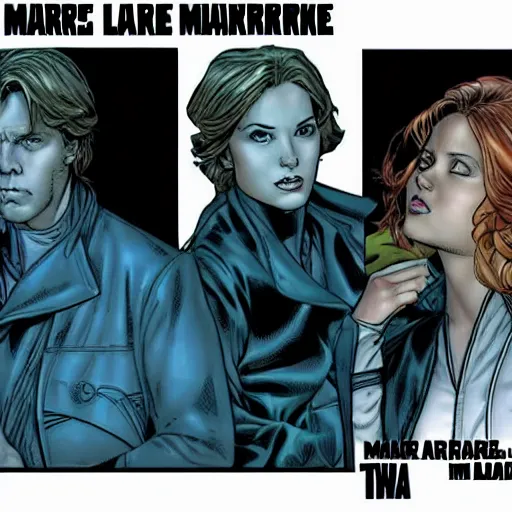 Prompt: mara jade and luke skywalker, character sheet by jim lee