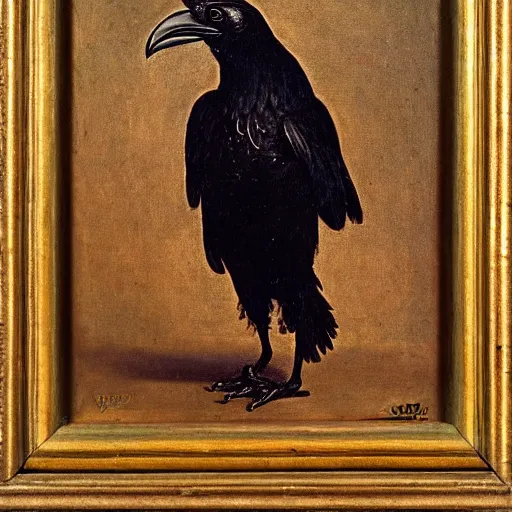 Image similar to a highly detailed renaissance oil painting of an anthropomorphic raven dressed in elegant tudor clothes by hans holbein