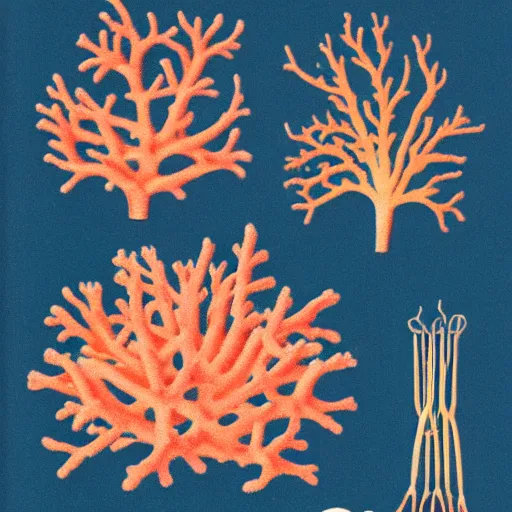 Prompt: coral :: vintage scientific illustration :: minimalist style