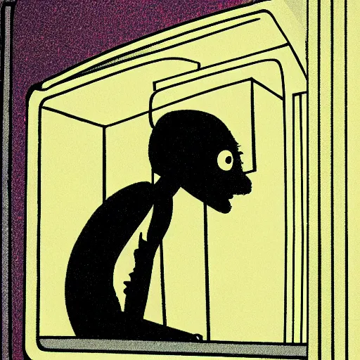 Prompt: e.t. Working in an office cubicle