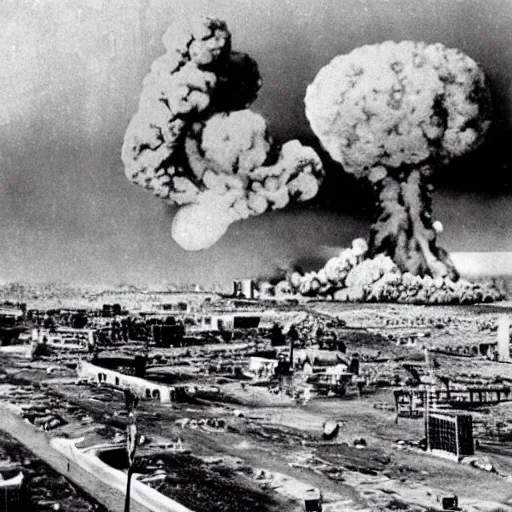 Image similar to a nuclear hellscape as atomic war destroys a major city.