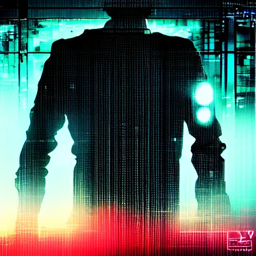 Prompt: dj electronic music, cyberpunk noir, art by joshy sly