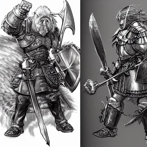 Image similar to heroic portrait of a holy crusader medieval beaver, final fantasy tactics character design, character art, pencil sketch, highly detailed, Akihiko Yoshida,