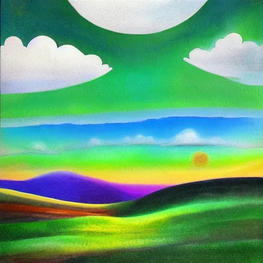 Prompt: green sky psychedelic landscape