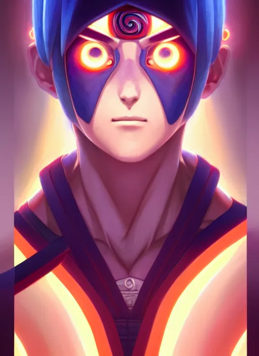 Image similar to symmetry!! naruto, naruto anime, glowing lights!! intricate, elegant, highly detailed, digital painting, artstation, concept art, smooth, sharp focus, illustration, art by artgerm and greg rutkowski and alphonse mucha