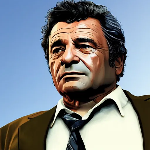 Prompt: peter falk in grand theft auto 5 artwork