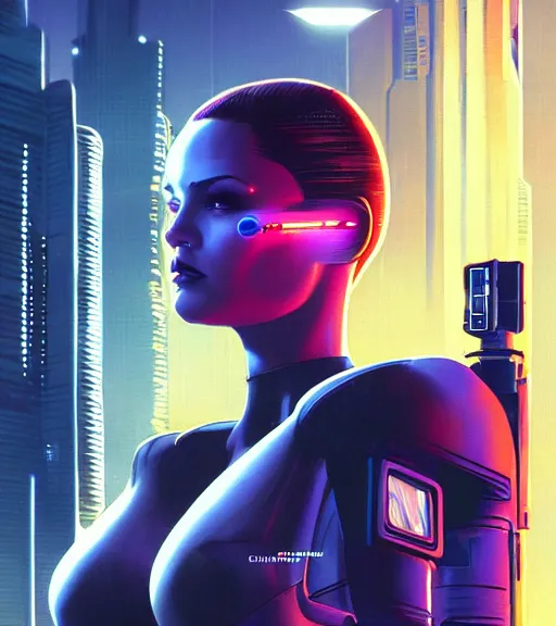 Image similar to cable plugged in, side of head, very very beautiful woman, cyberdeck computer terminal, street level night city, 1 9 7 9 omni magazine cover, style by vincent di fate, artgerm, cyberpunk 2 0 7 7, very coherent, detailed, 4 k resolution, unreal engine, daz