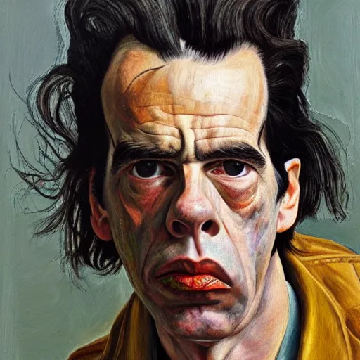 Image similar to high quality high detail painting by lucian freud, hd, sick nick cave