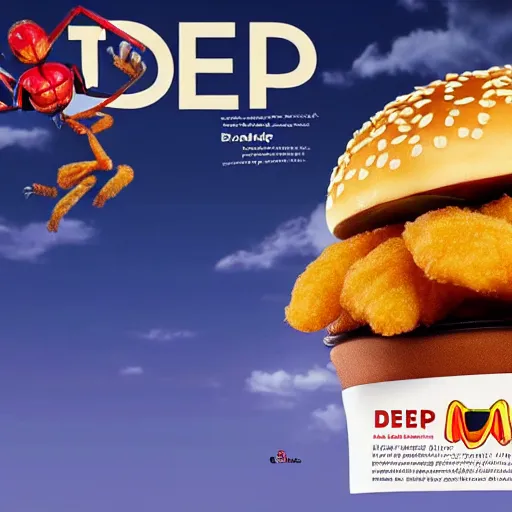 Image similar to deep fried spider mcdonalds ad. fried spider