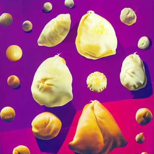 Prompt: hyperrealism food photography of pierogi multiverse universe galaxy, by Andy Warhol