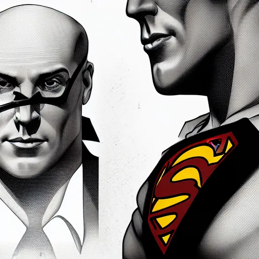 Image similar to Superman as Lex Luthor, digital portrait, artstation, cgsociety, 4k, high detail