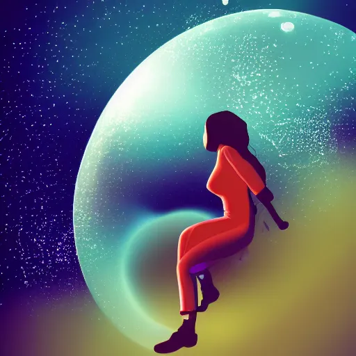 Image similar to a woman floating in space by kidmograph ( gustavo torres )