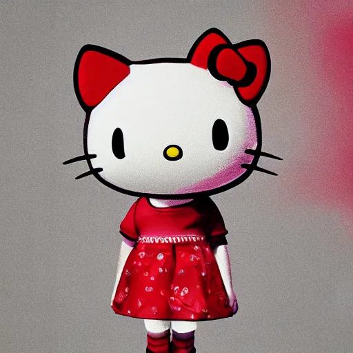 Image similar to Hello Kitty, 8k, octane rendering, blender, studio lighting, artwork by Eric Lacombe,