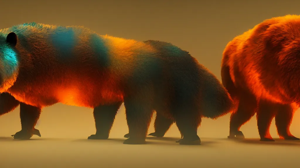 Prompt: man bear pig , 8k , orange teal lighting, volumetric lighting,moody lighting,