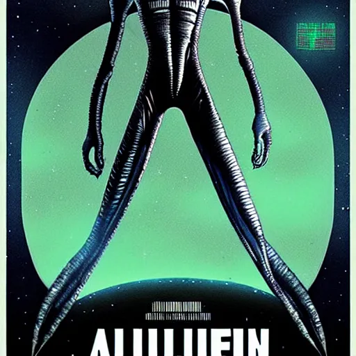 Image similar to alien poster art by kim jung giu