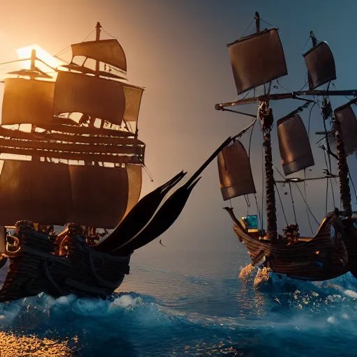 Prompt: sirens capturing a pirate ship, highly detailed, photorealistic portrait, bright studio setting, studio lighting, crisp quality and light reflections, unreal engine 5 quality render