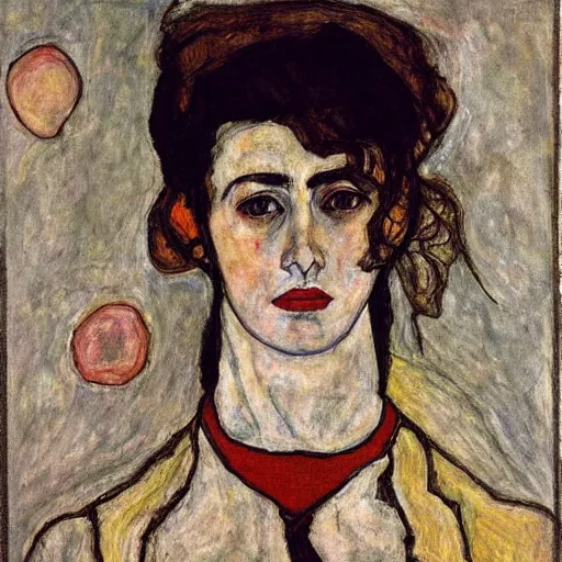 Prompt: portrait of dena saffarian by egon schiele