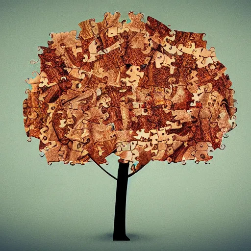 Image similar to tree with jigsaw puzzle leaves