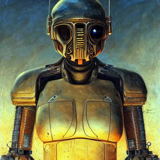 Image similar to sci - fi bounty hunter, atmospheric lighting, painted, intricate, golden hour, ultra detailed by peter gric, giger, enki bilal